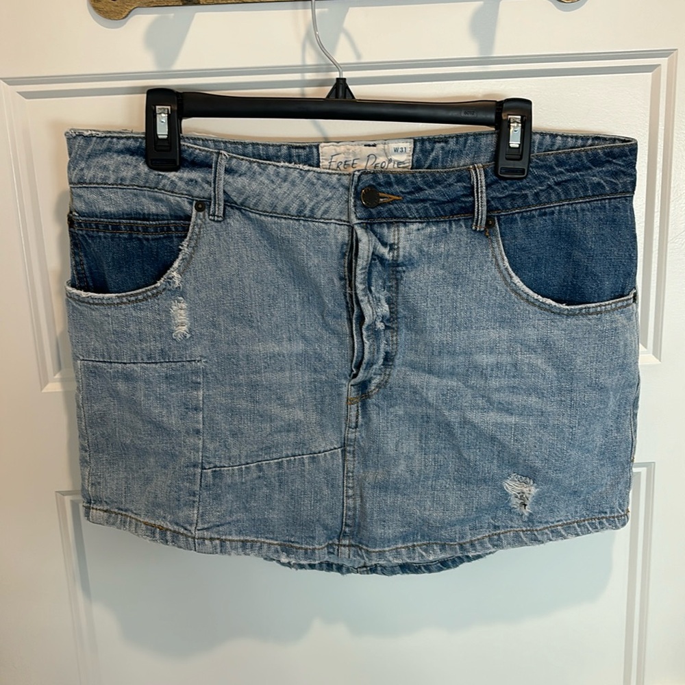 Free people denim mini skirt